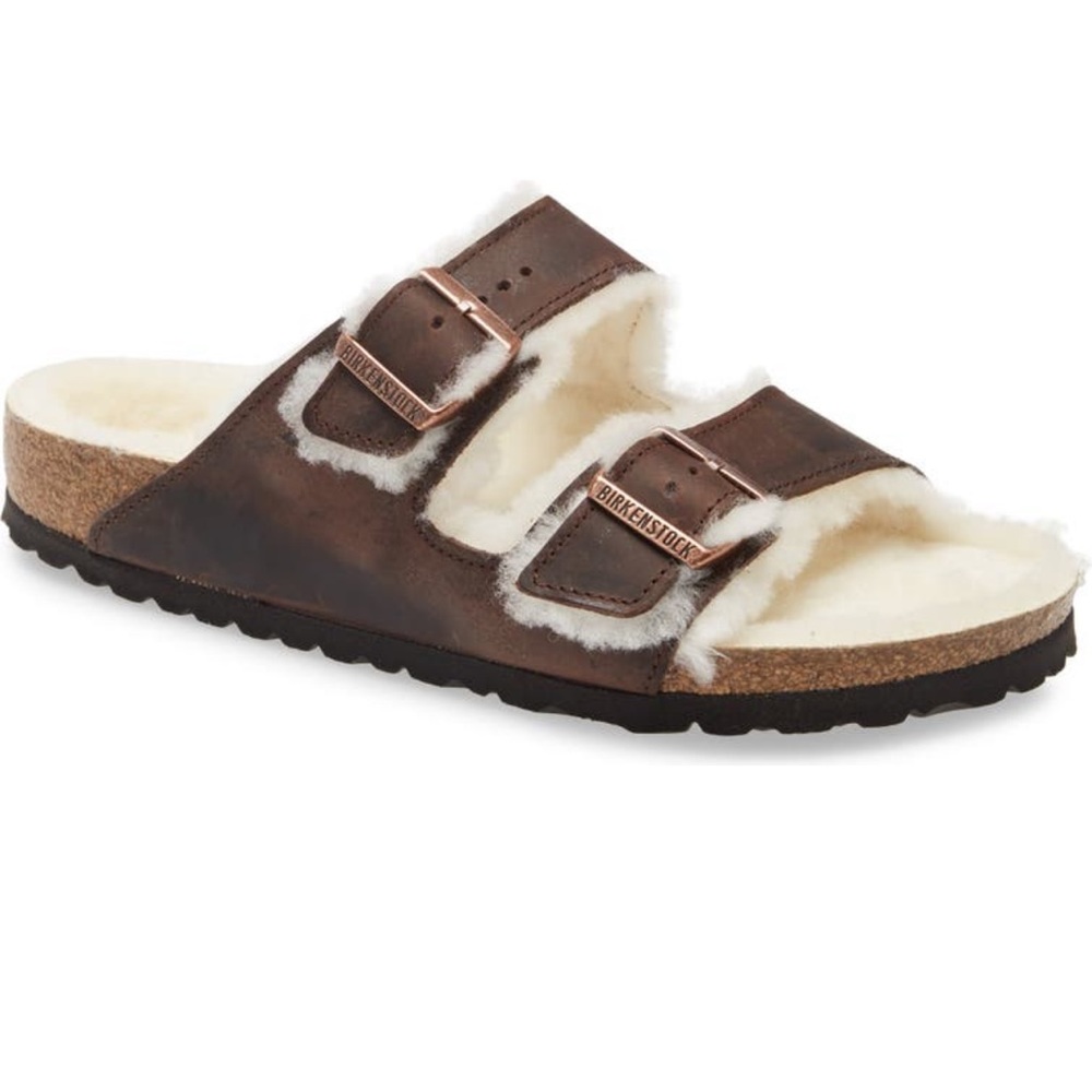 NWT Birkenstock Arizona Genuine Shearling Slide Sandal